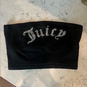 Juicy Couture Tube Top Cropped Women's Black Label Crystal Logo